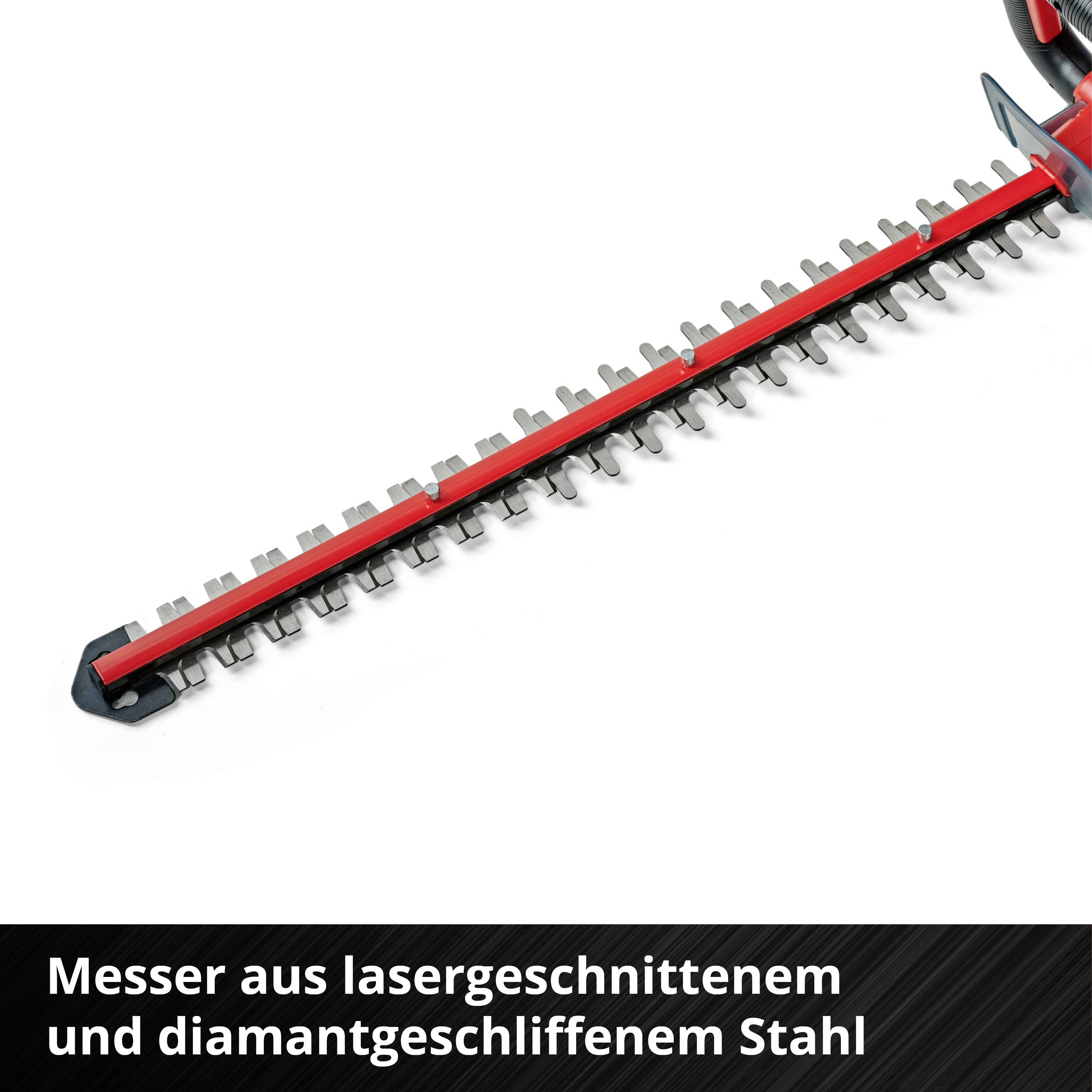 Messer aus lasergeschnittenem und diamantgeschliffenem Stahl: Hauptbestandteil einer Heckenschere zur präzisen Pflege von Hecken.