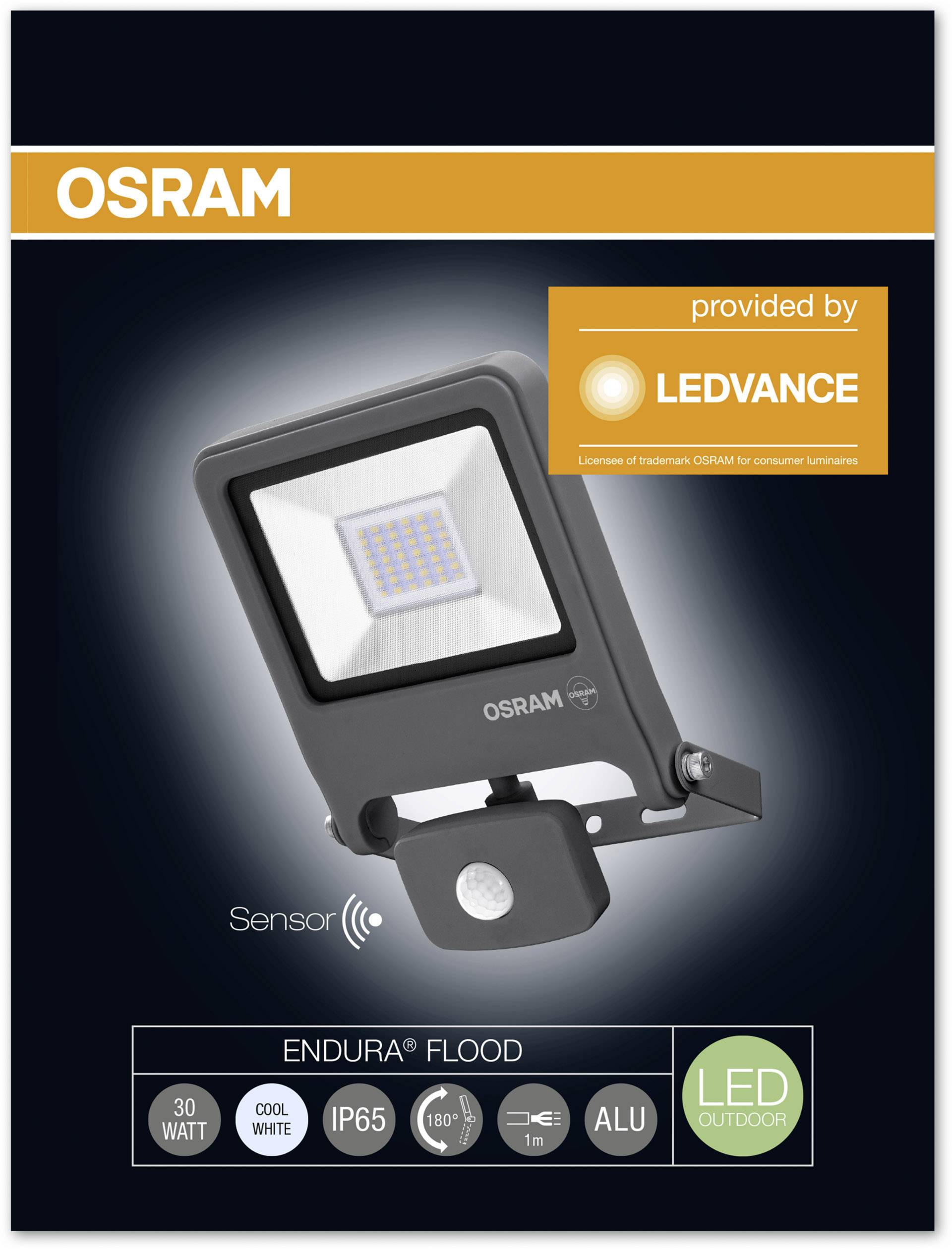 LEDVANCE ENDURA® FLOOD Sensor Cool White L 4058075206762 LED-Außenstrahler mit Bewegungsmelder 30W