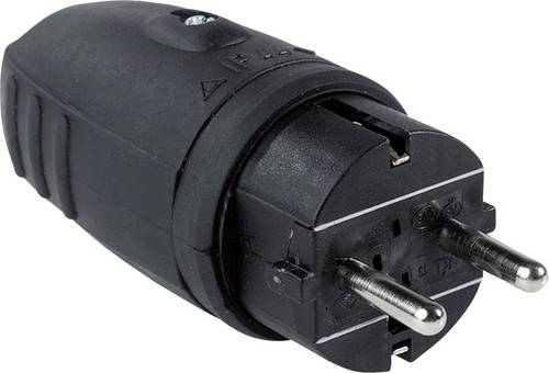 AS Schwabe 60410 Schutzkontaktstecker Gummi 230 V Schwarz IP44