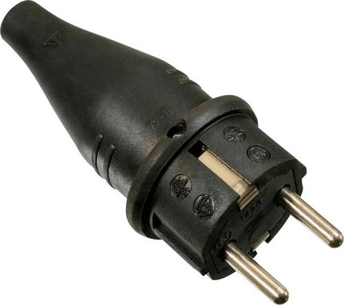 AS Schwabe 60412 Schutzkontaktstecker Vollgummi 230 V Schwarz IP44