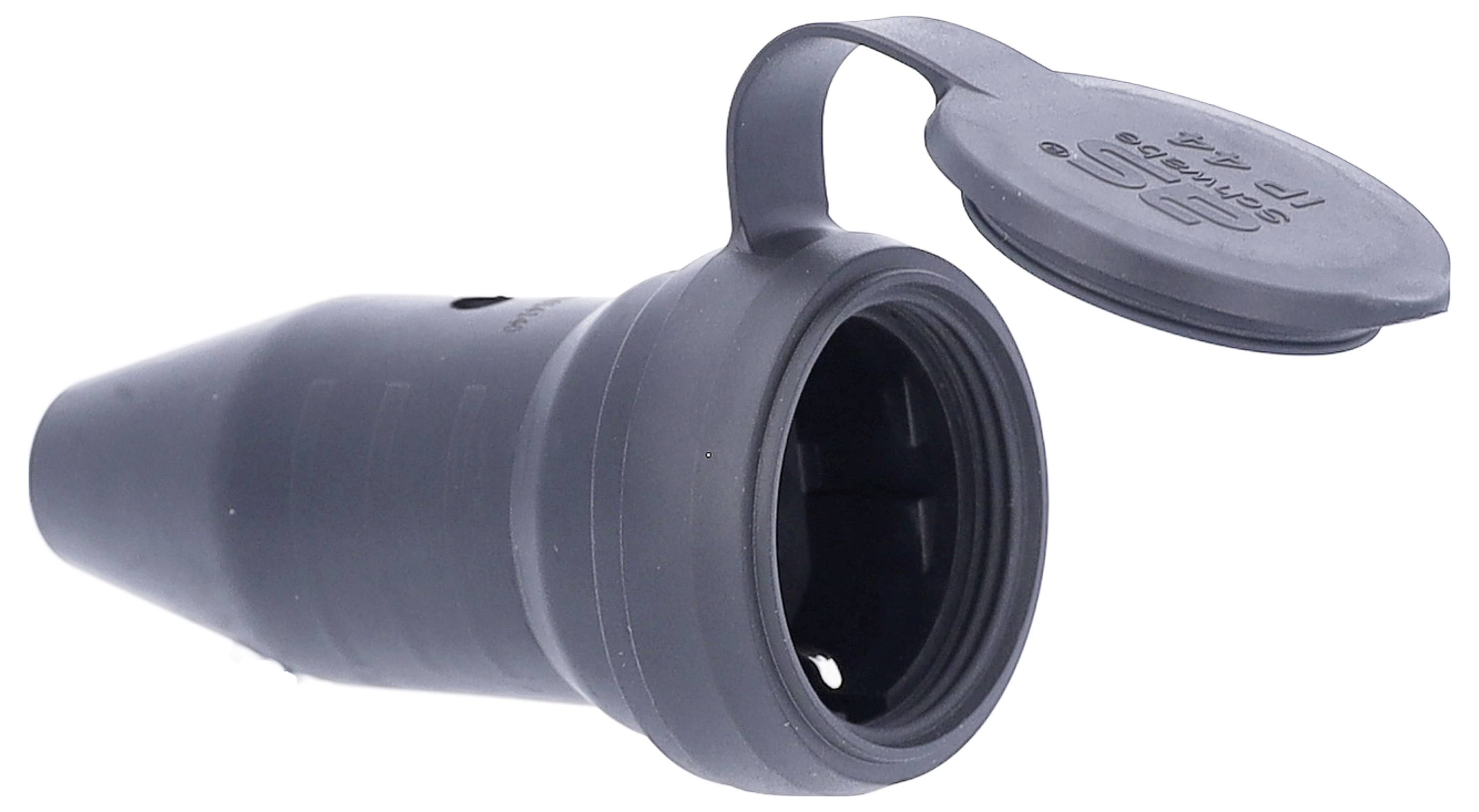 AS Schwabe 60417 Schutzkontaktkupplung Vollgummi 230V Schwarz IP44