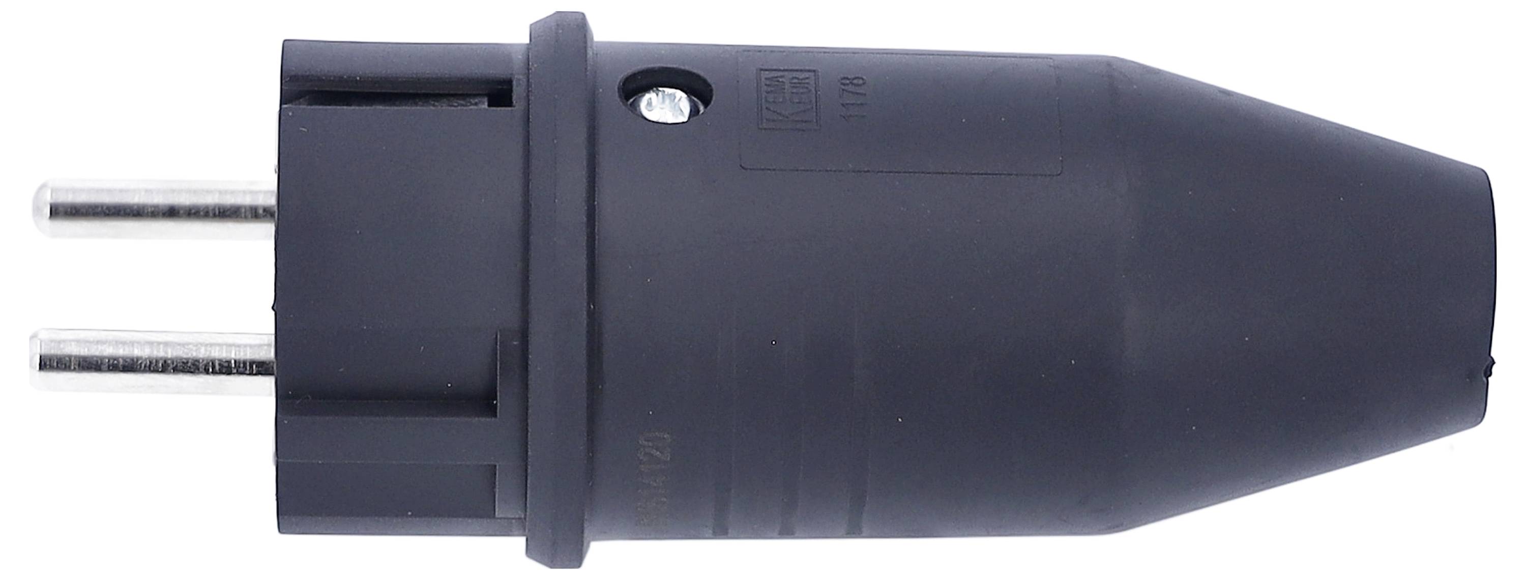 AS Schwabe 61412 Schutzkontaktstecker Vollgummi 230V Schwarz IP44