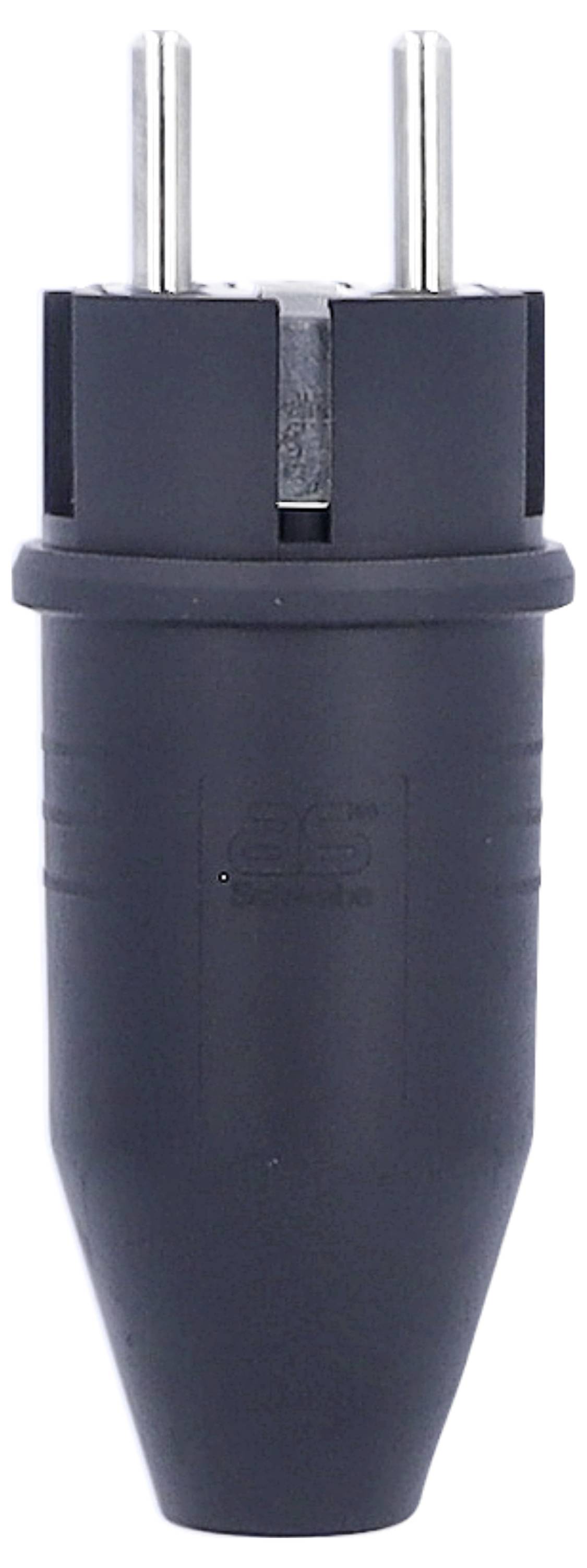 AS Schwabe 61412 Schutzkontaktstecker Vollgummi 230V Schwarz IP44