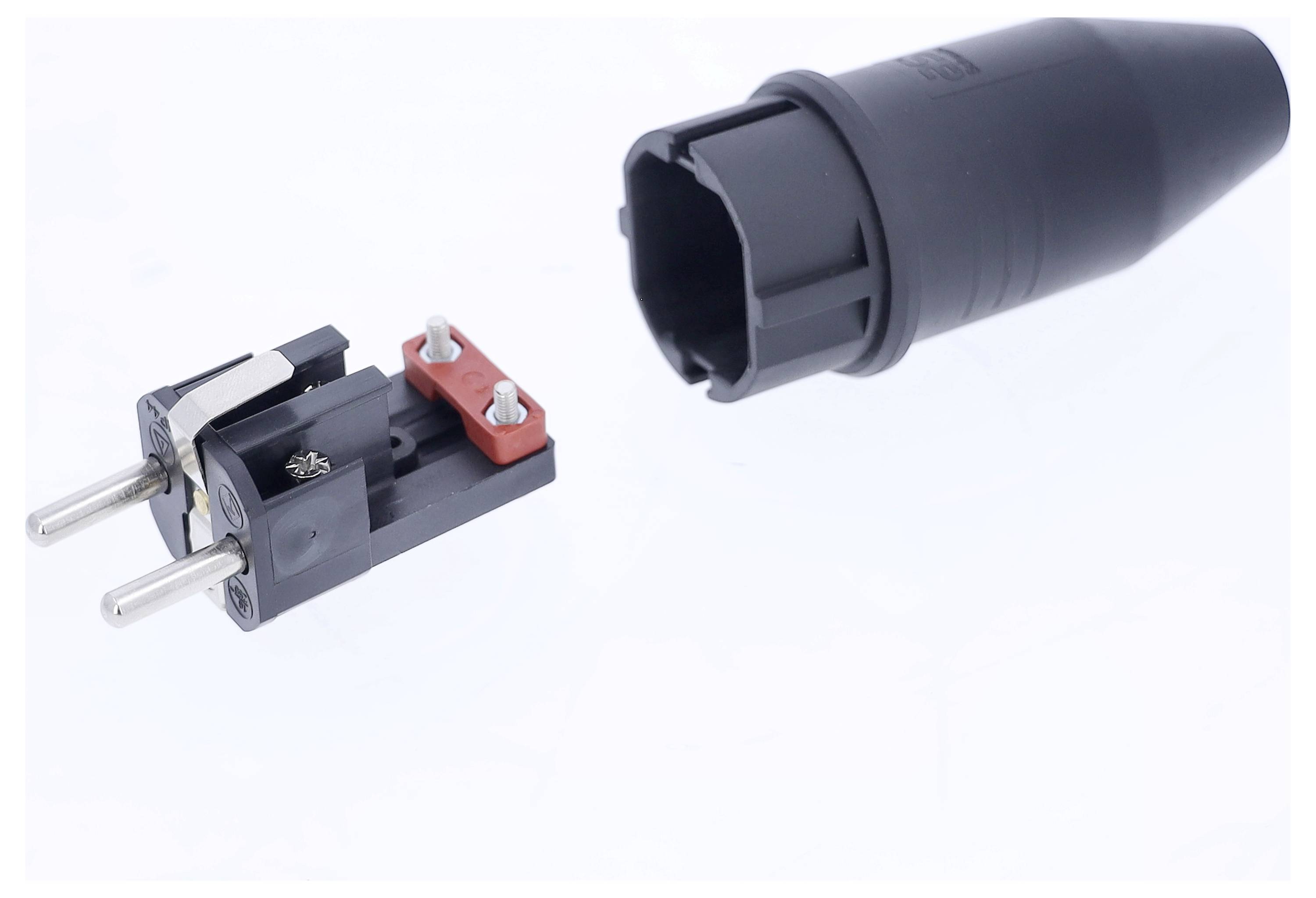 AS Schwabe 61412 Schutzkontaktstecker Vollgummi 230V Schwarz IP44