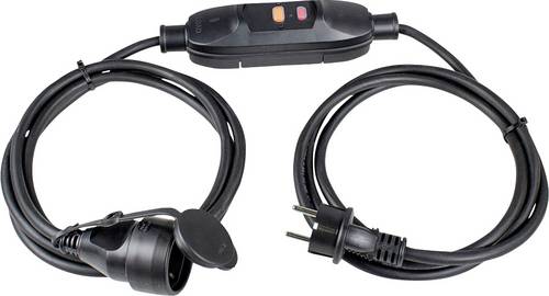 AS Schwabe 45222 Personenschutz-Verlängerungskabel PRCD 230 V Schwarz IP44