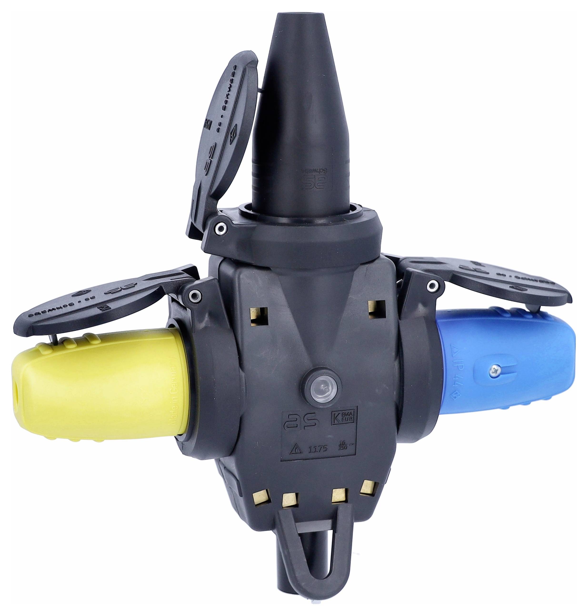 AS Schwabe 60455 3fach-Kupplung Vollgummi 230V Schwarz IP44