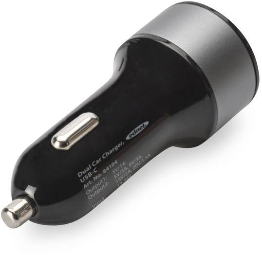Ednet Dual USB-C 84104 USB-Ladegerät KFZ, LKW Ausgangsstrom (max.) 3000mA 2 x USB, USB-C™ Buchse USB Power Delivery (USB-PD)