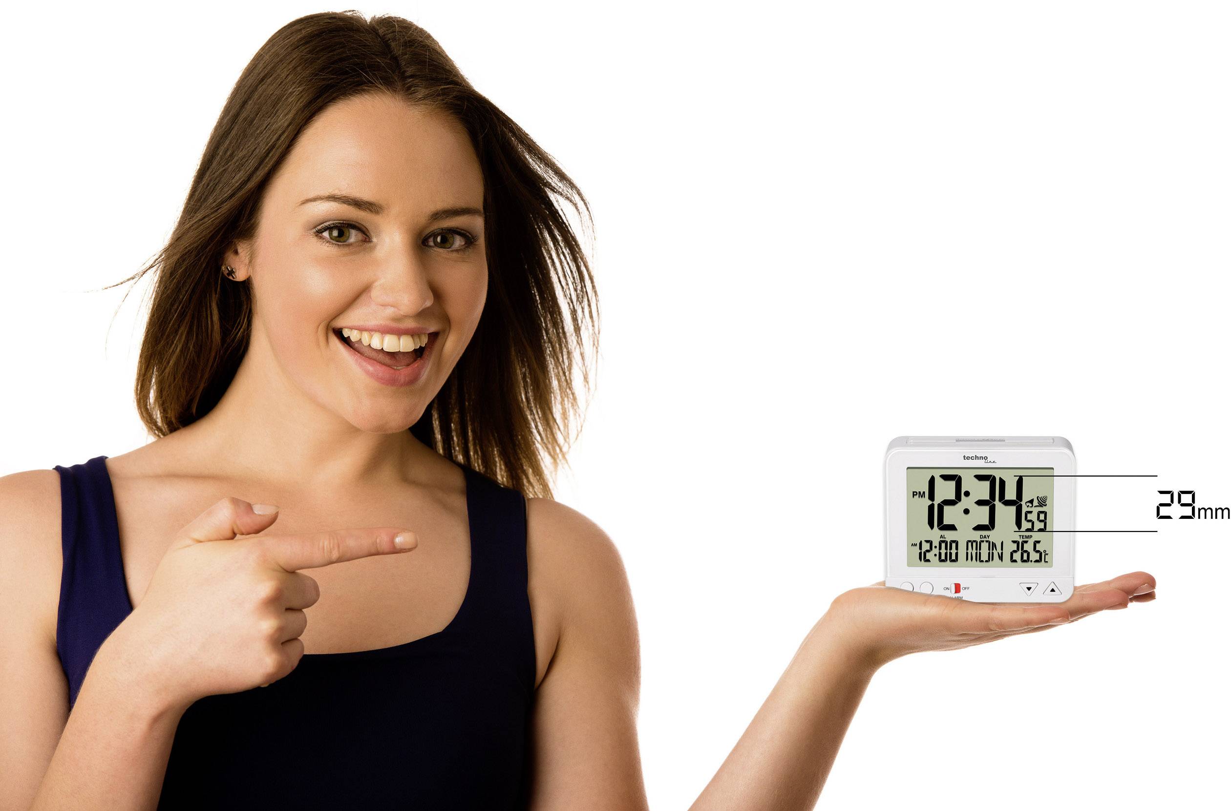 Techno Line WT 195 WHITE Funk Wecker Weiß Alarmzeiten 1 Großes Display