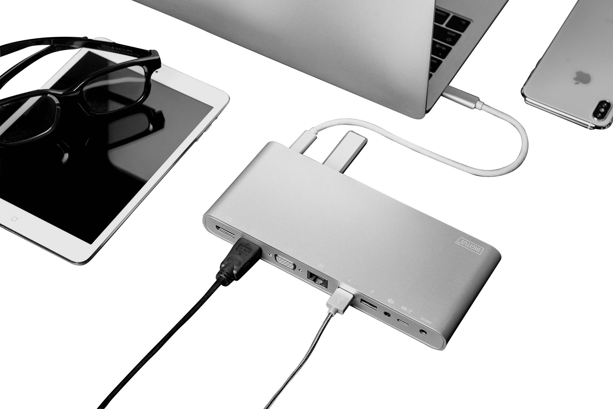 Digitus Notebook Dockingstation Universal Docking Station USB Typ-C™ Passend für Marke: Universal inkl. Ladefunktion