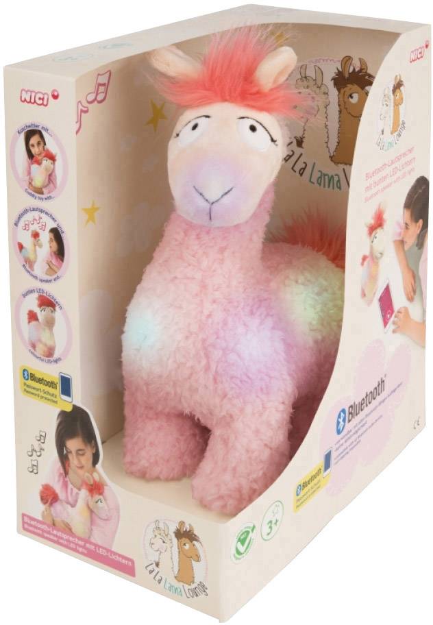NICI Kuscheltier Lama mit Bluetooth-Lautsprecher und LEDs 42532