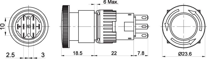 TRU COMPONENTS TC-LAS1-AY-22TS Not-Aus-Schalter 250 V/AC 3 A 2 Öffner, 2 Schließer IP40 1 St.