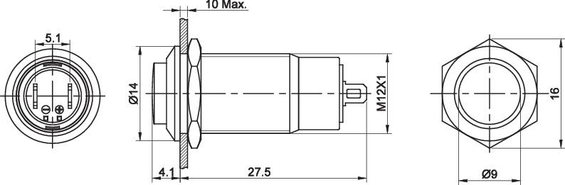 TRU COMPONENTS TC-7494668 TC-GQ12-CH-10Z/J/S Drucktaster 36 V/DC 1A 1 x Aus/Ein rastend IP40 1St.