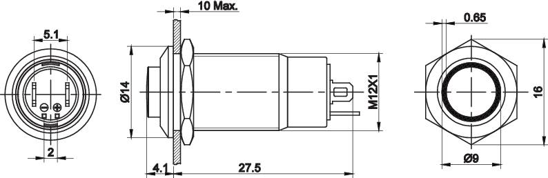 TRU COMPONENTS TC-7494672 TC-GQ12-CH-10ZE/J/R/12V/S Drucktaster 36 V/DC 1A 1 x Aus/Ein rastend Rot IP40 1St.