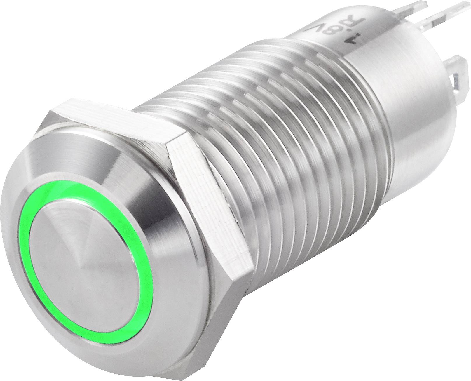 TRU COMPONENTS TC-7494676 TC-GQ12-CH-10ZE/J/G/12V/S Drucktaster 36 V/DC 1A 1 x Aus/Ein rastend Grün IP40 1St.