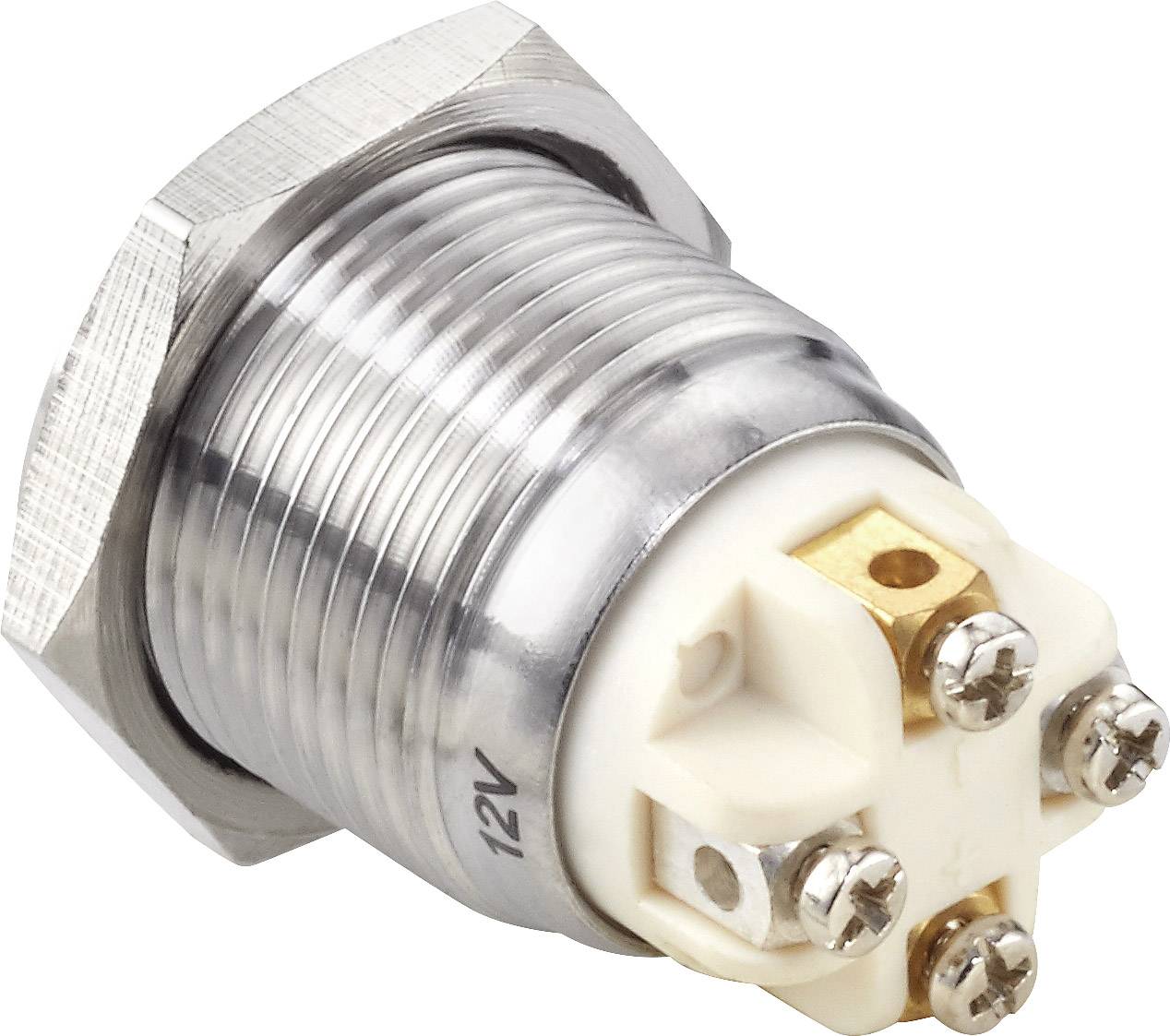 TRU COMPONENTS TC-7494688 TC-GQ16F-10E/L/R/12V/S Vandalismusgeschützter Drucktaster 48 V/DC 2A 1 x Aus/(Ein) tastend Rot IP65 1St.