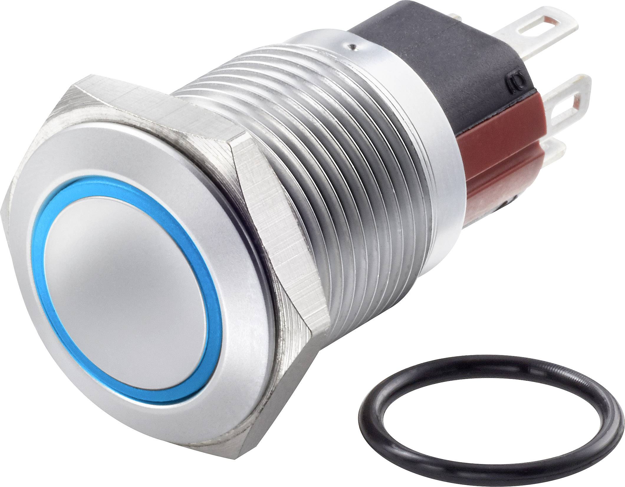 TRU COMPONENTS TC-7494824 TC-GQ16-KF-11ZE/J/B/12V/C Vandalismusgeschützter Druckschalter 48 V/DC 2A 1 x Aus/Ein rastend Blau IP65