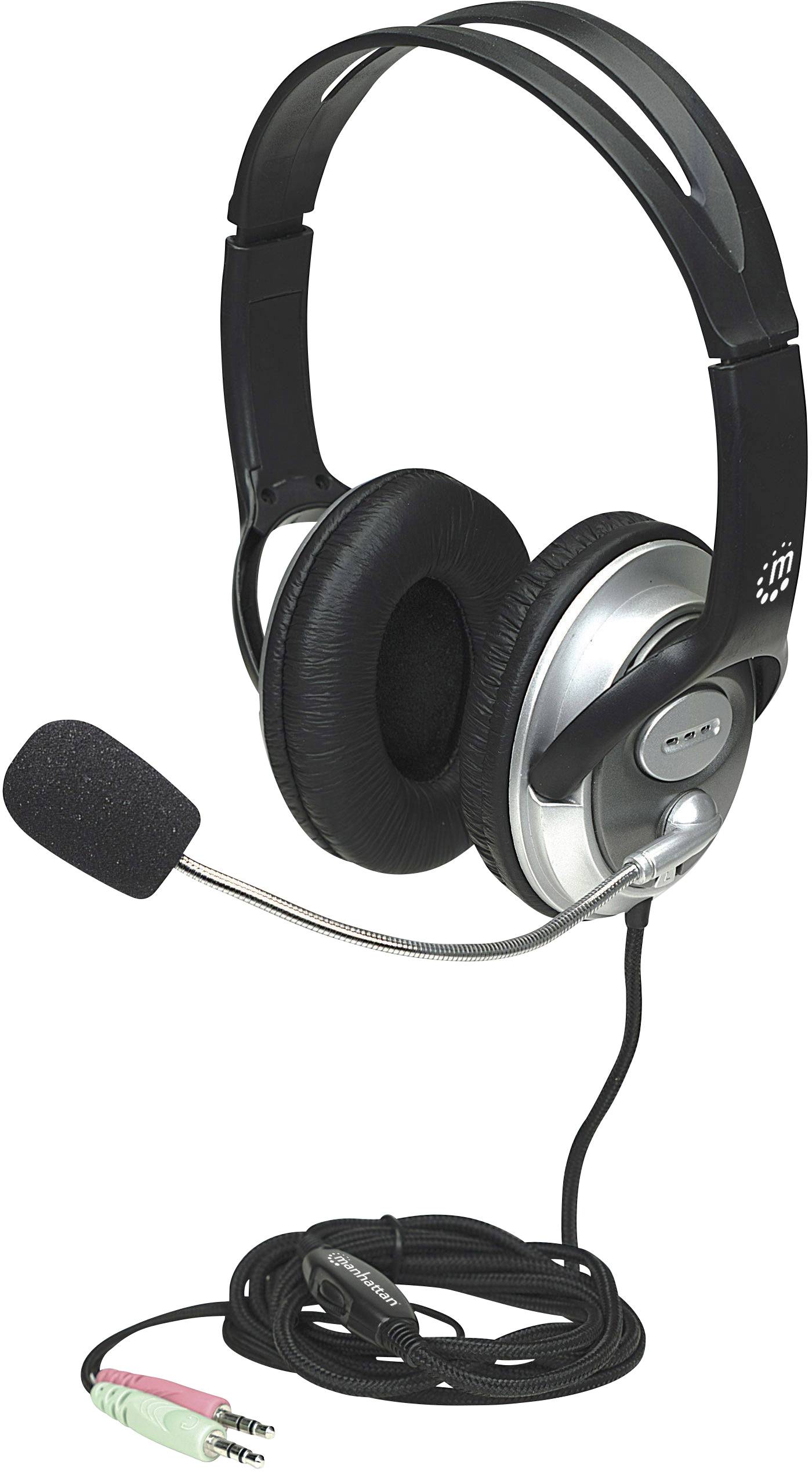 Manhattan Classic Stereo Headset Over Ear Headset kabelgebunden Schwarz Lautstärkeregelung