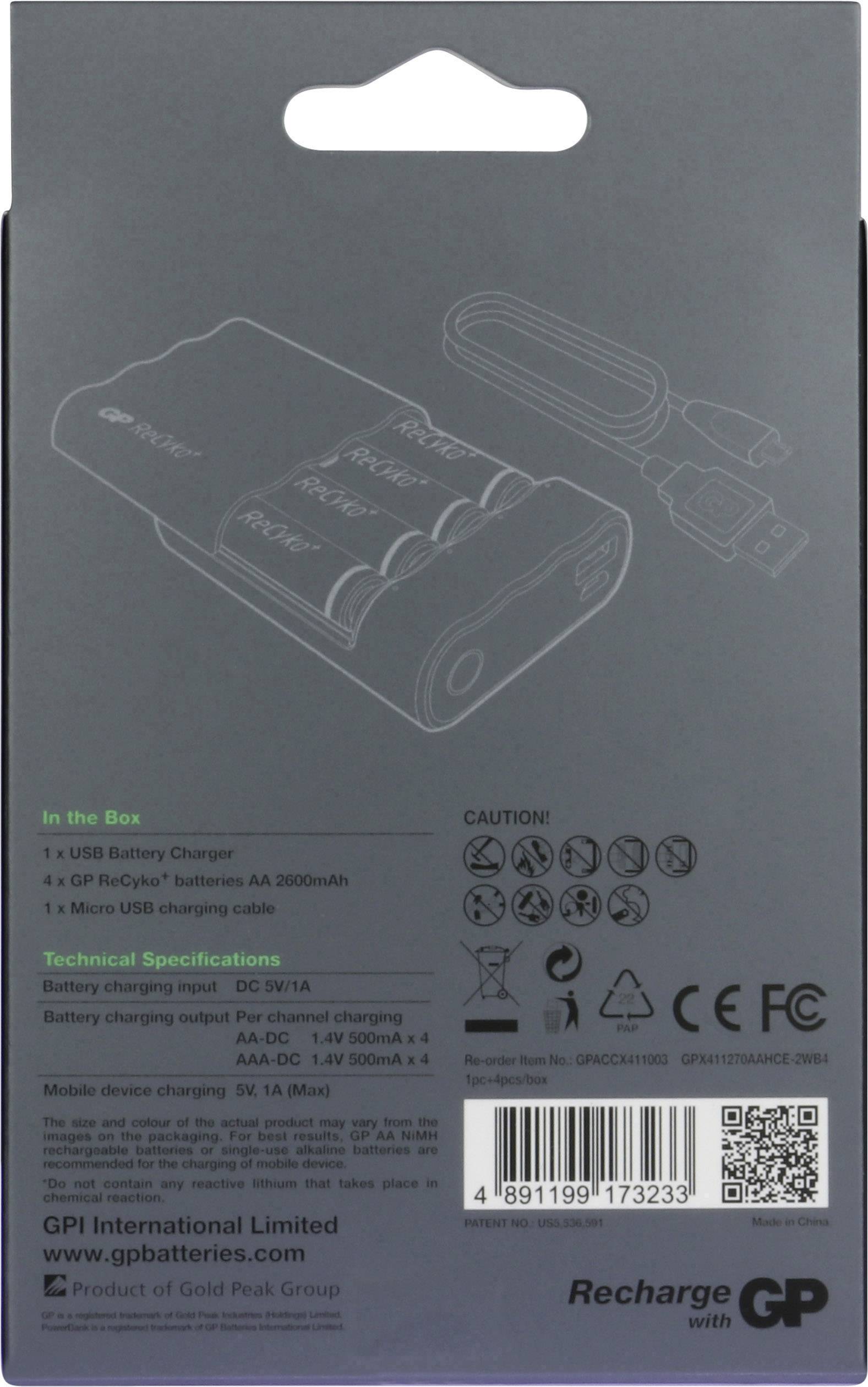 GP Charge Anyway X411 Rundzellen-Ladegerät NiMH Micro (AAA), Mignon (AA)