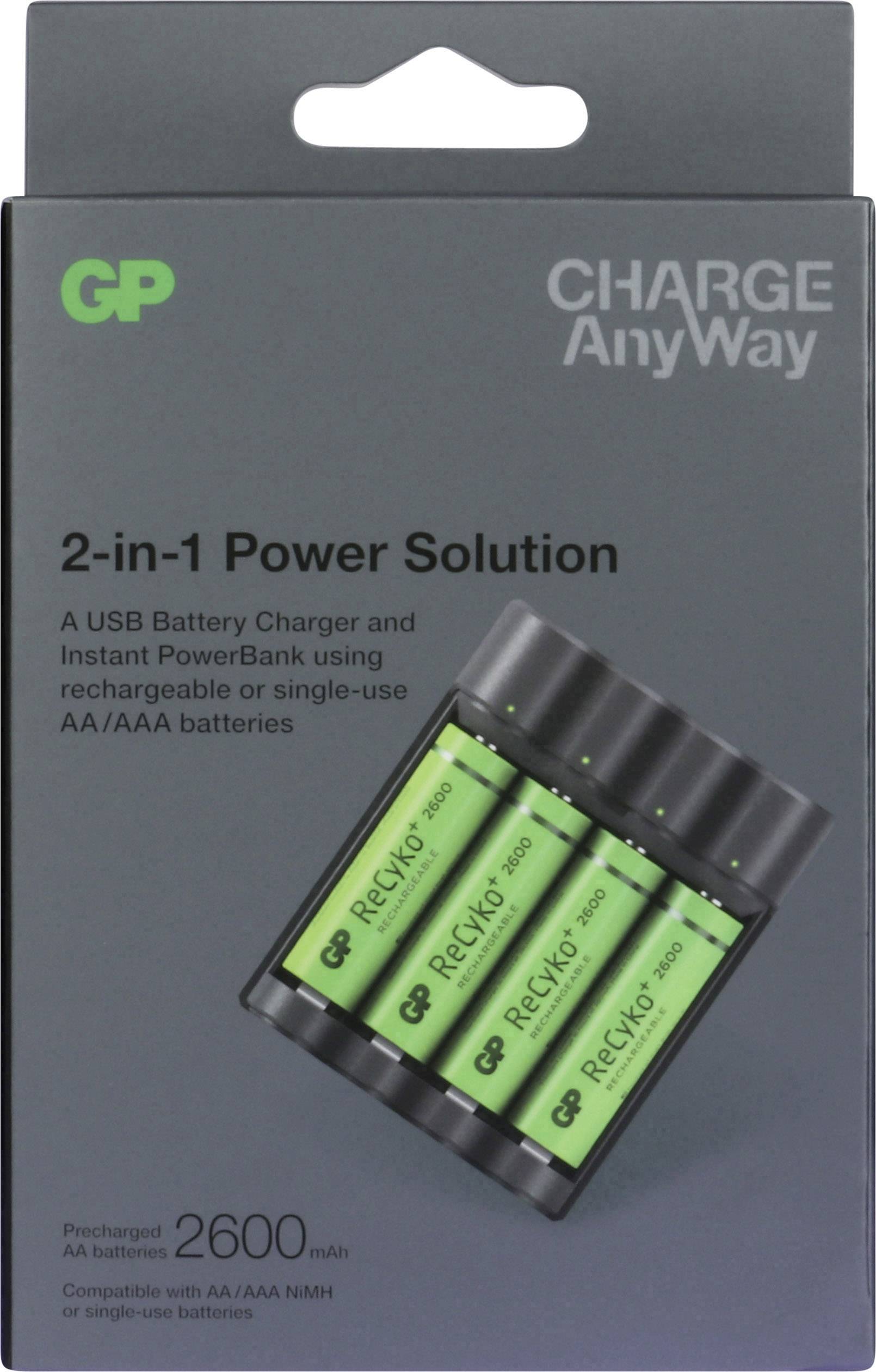 GP Charge Anyway X411 Rundzellen-Ladegerät NiMH Micro (AAA), Mignon (AA)