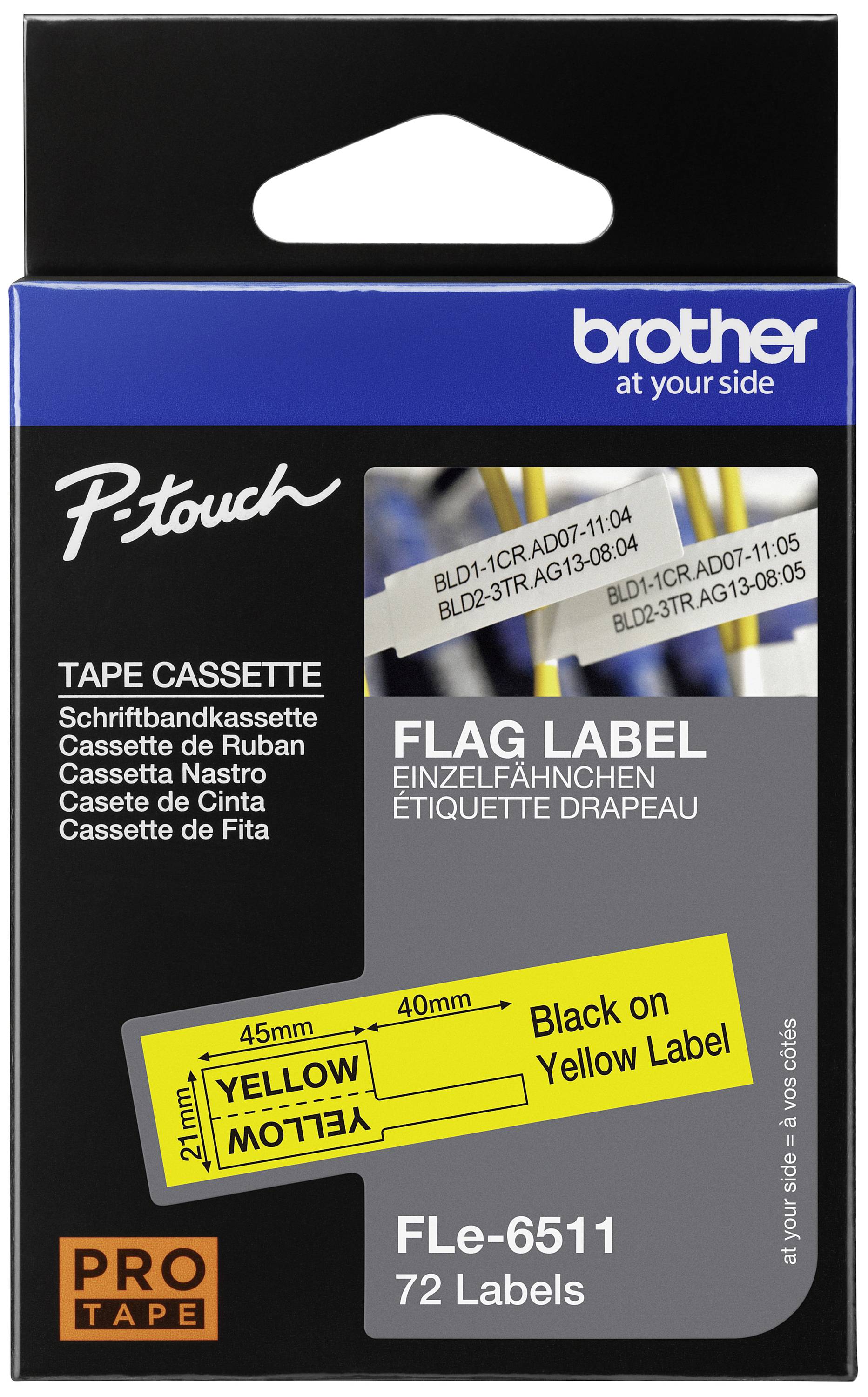 Brother FLe FLe-6511 Bandfarbe: Gelb Schriftfarbe:Schwarz