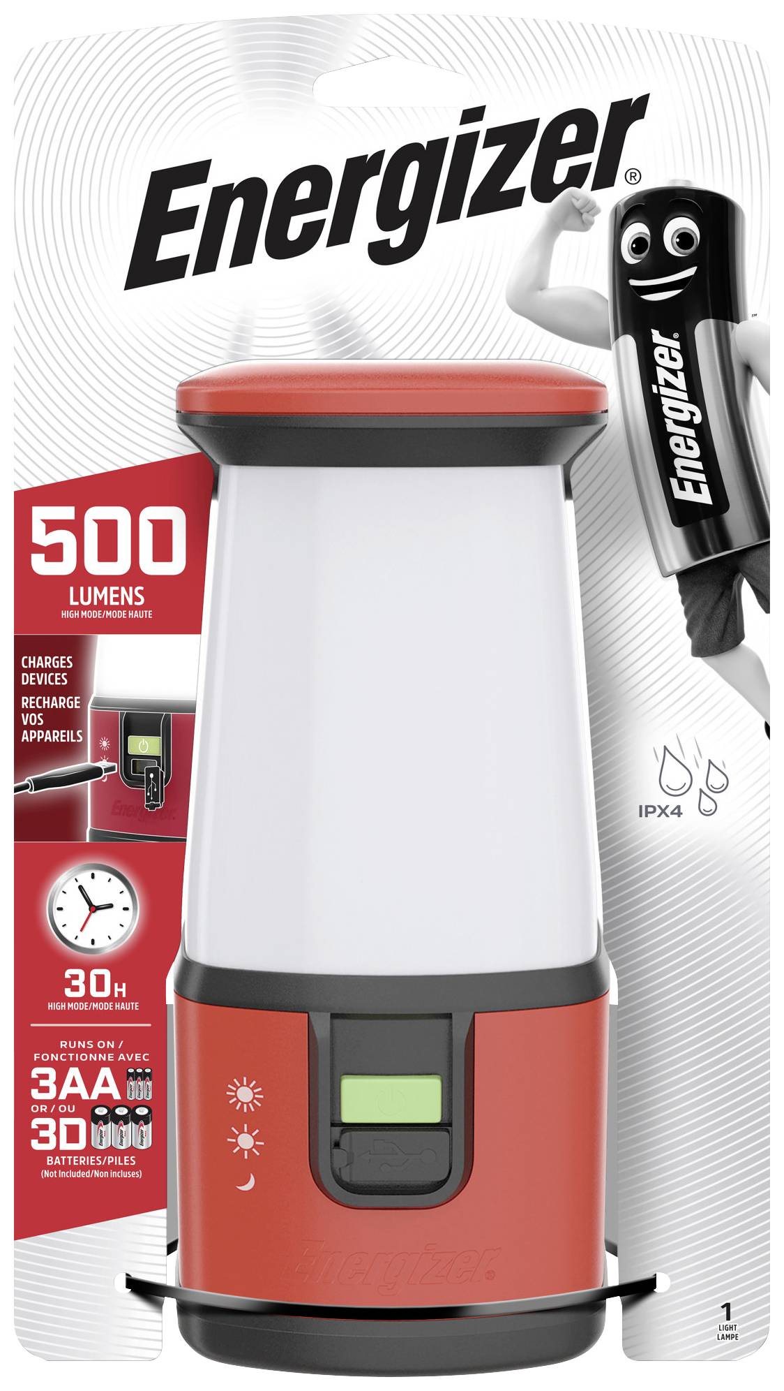 Energizer E301315801 360° LED Camping-Laterne 500 lm batteriebetrieben Rot/Schwarz