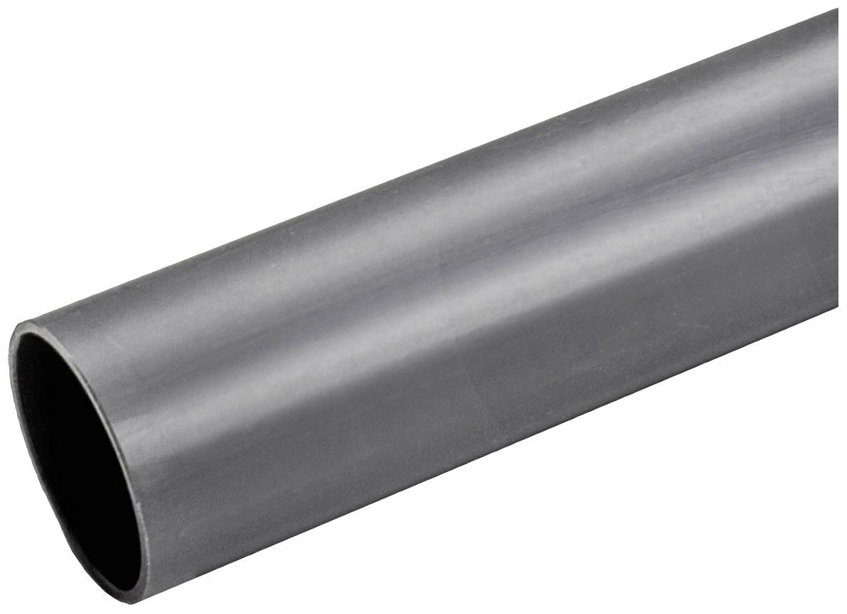 Ein graues Kunststoffrohr, das schräg von links unten nach rechts oben verläuft.