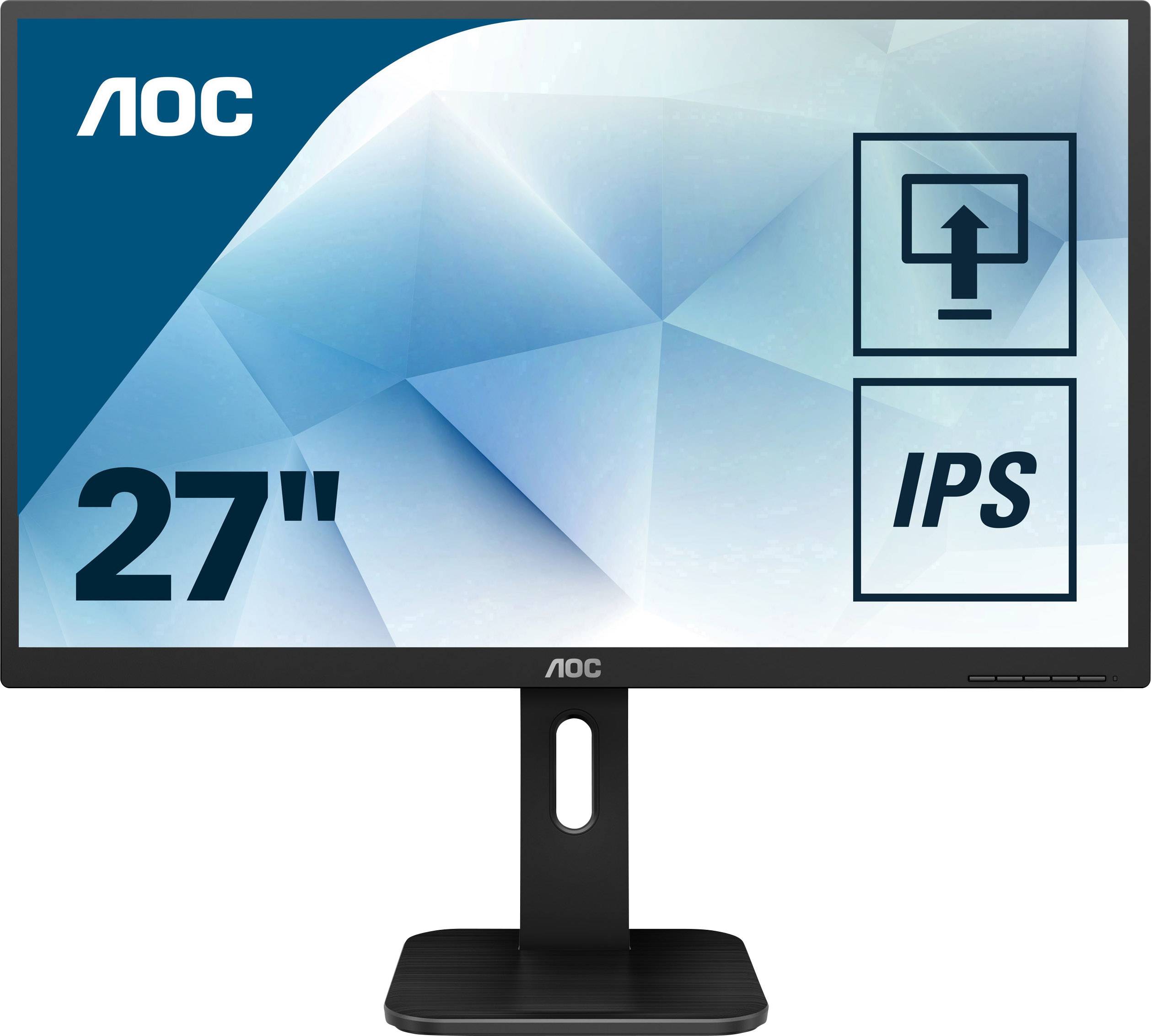 AOC 27P1 LCD-Monitor EEK E (A - G) 68.6 cm (27 Zoll) 1920 x 1080 Pixel 16:9 5 ms DisplayPort, DVI, HDMI®, USB 3.2 Gen 1 (USB 3.0), VGA, Kopfhörer