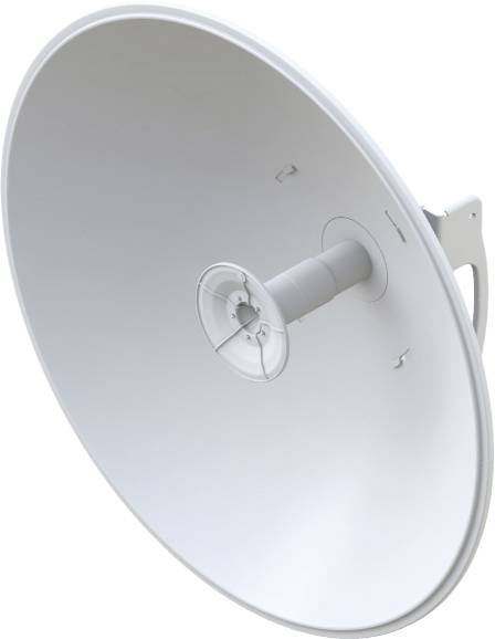Parabolantenne von der Seite, zeigt die breite Schüssel und den zentral montierten Empfangskopf. Ideal für Satellitenkommunikation.