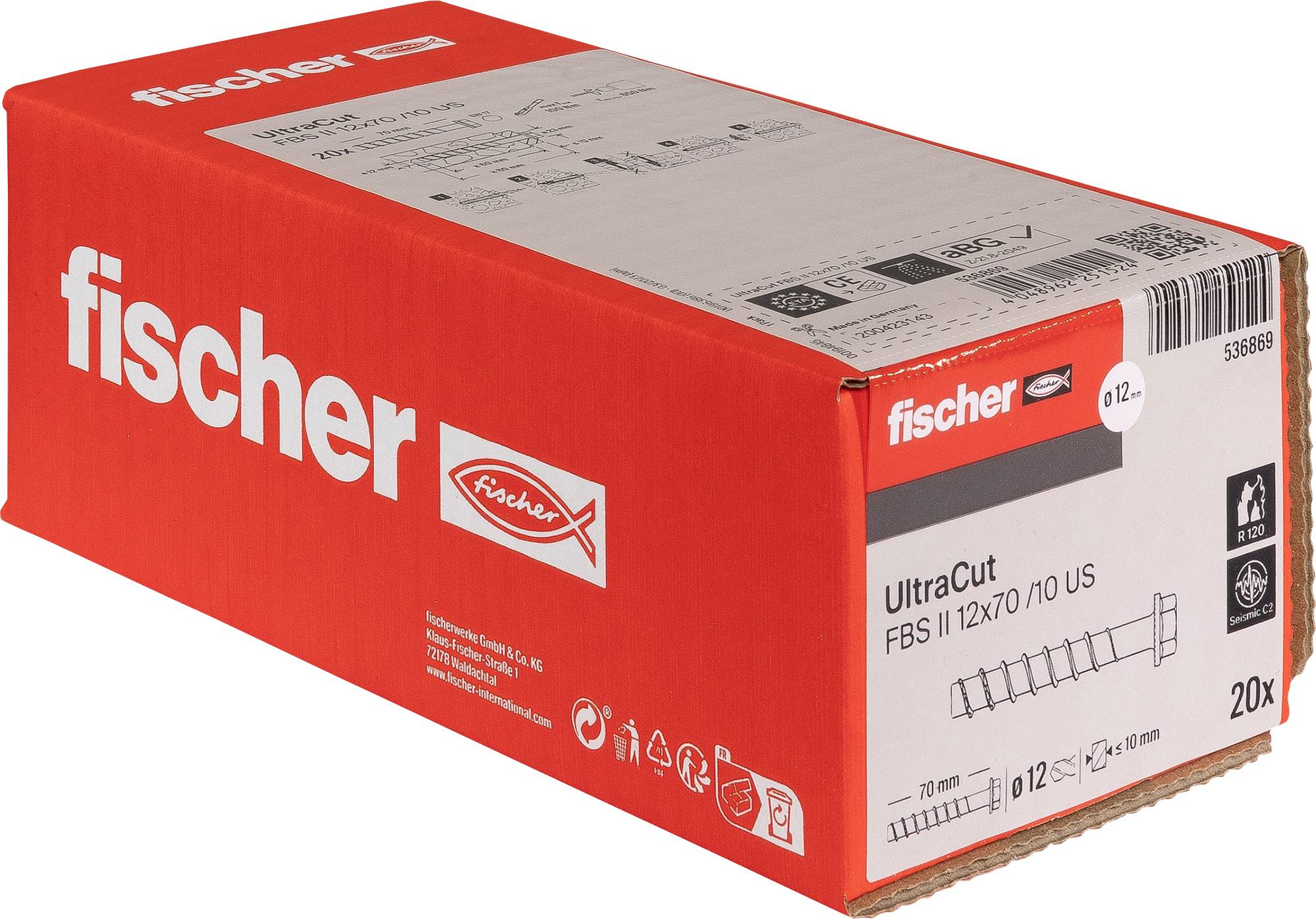 Rote Fischer-Produktbox mit der Aufschrift 