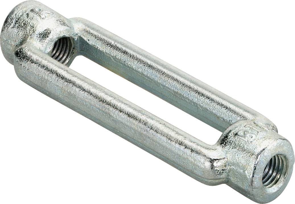 Metallgewinde-Spannschloß mit Gewindeoesen, verwendet zum Spannen von Kabeln oder Seilen.