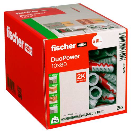 Fischer 538252 DUOPOWER 10x80 LD 2-Komponenten-Dübel 80 mm 10 mm 25 St.