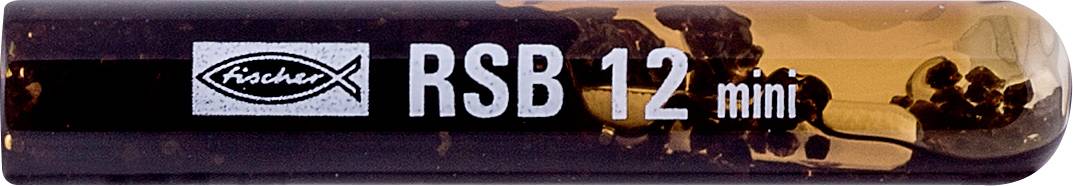 Eine dunkelbraune Kapsel mit dem Fischer-Logo und der Aufschrift „RSB 12 mini