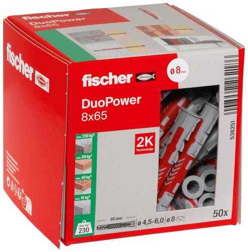Fischer 538251 DUOPOWER 8x65 LD 2-Komponenten-Dübel 65 mm 8 mm 50 St.