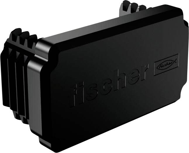 Schwarze rechteckige Kunststoff-Elektrostecker-Abdeckung, dreidimensional auf weißem Hintergrund dargestellt