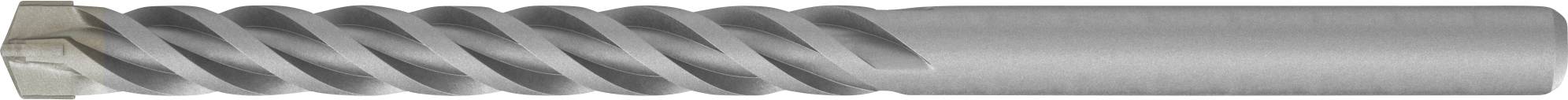 Ein Metallbohrer mit einem verdrehten Spiralschaft und glatter zylindrischer Schaftform, horizontal auf weißem Hintergrund dargestellt.