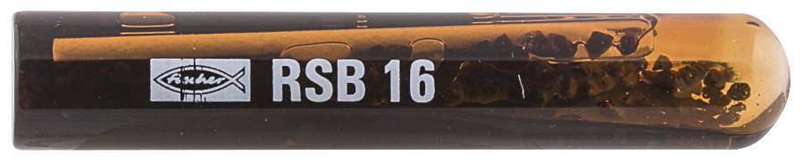 Nahaufnahme eines braunen, durchscheinenden zylindrischen Gegenstands mit der Bezeichnung Fisher RSB 16 und einem schwarzweißen Mittelband.