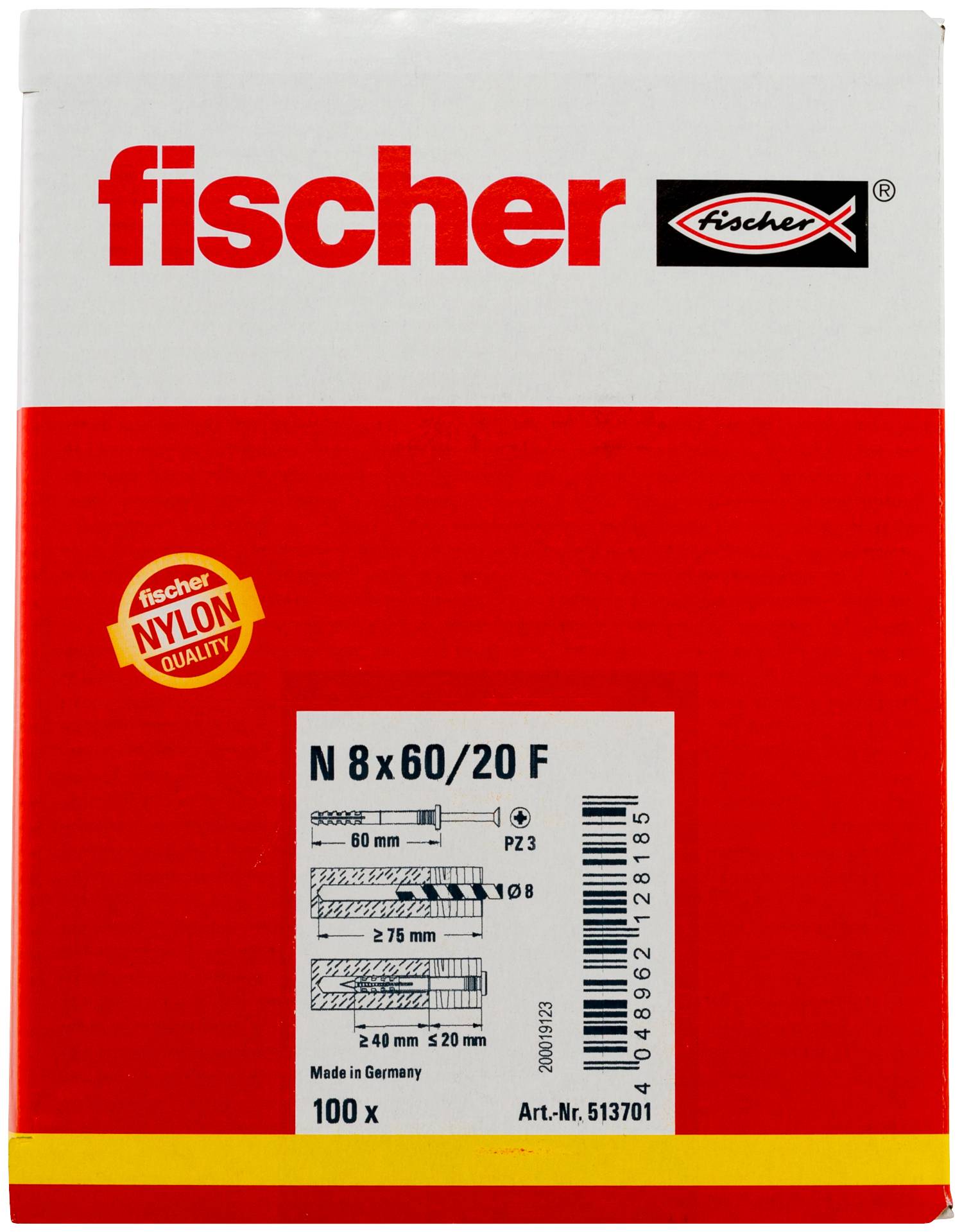 Fischer 513701 Nageldübel 60mm 8mm 100St.