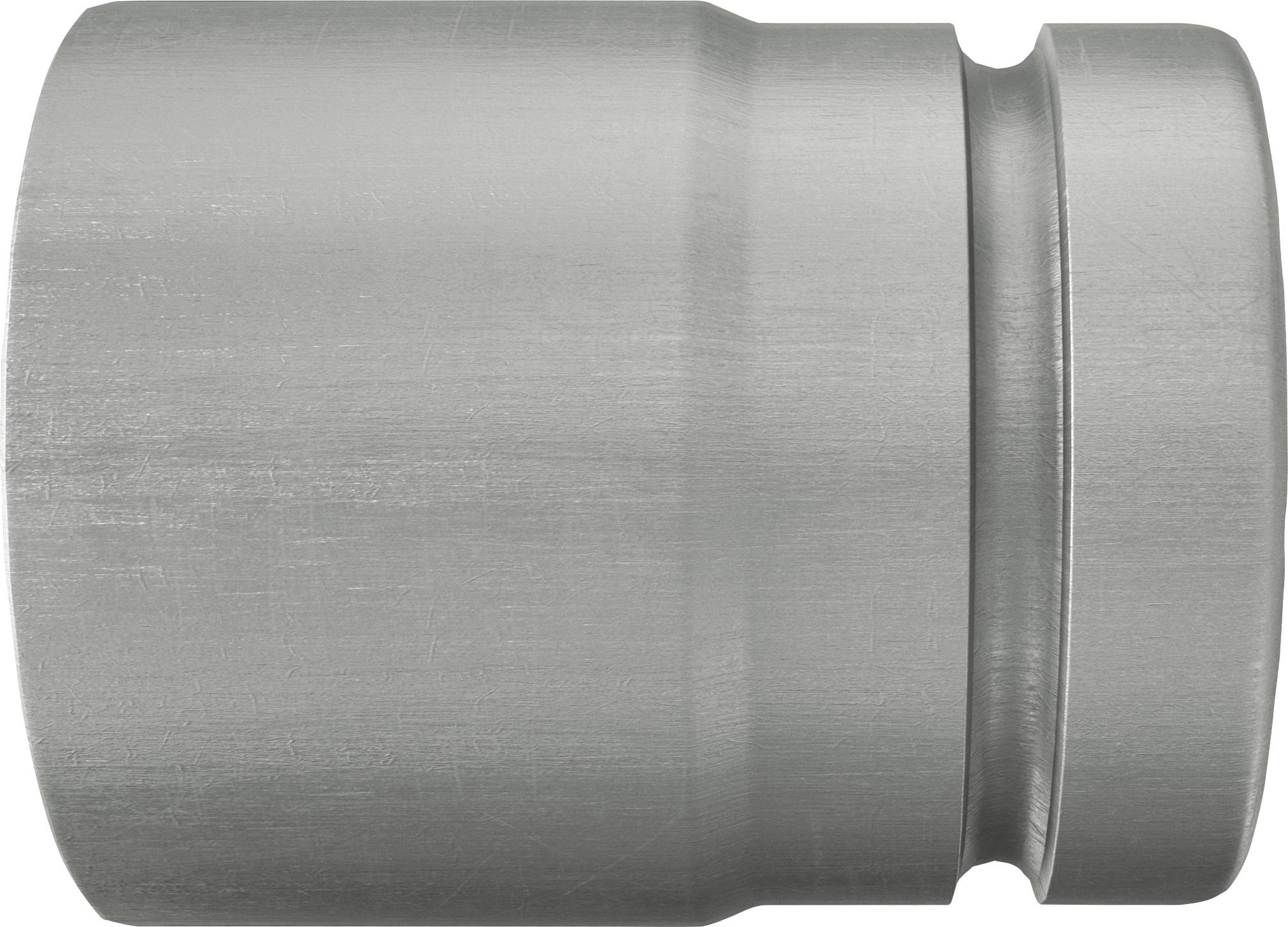 Nahaufnahme einer gebürsteten Metallzylinderkrone oder eines Knopfes mit einer stufenweisen Nut, dargestellt auf einem weißen Hintergrund.