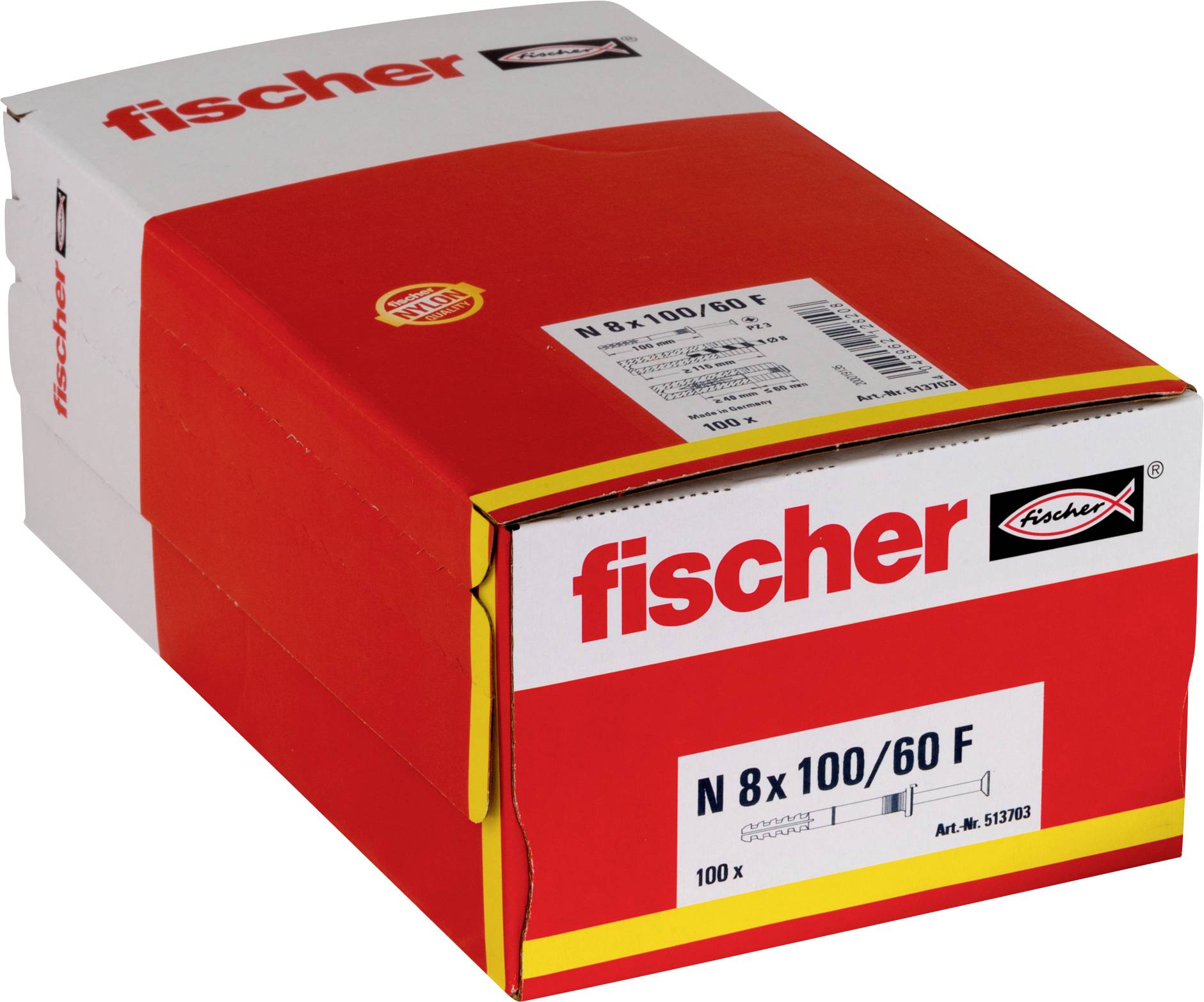 Produktkarton von Red Fischer mit der Bezeichnung „N 8x100/60 F