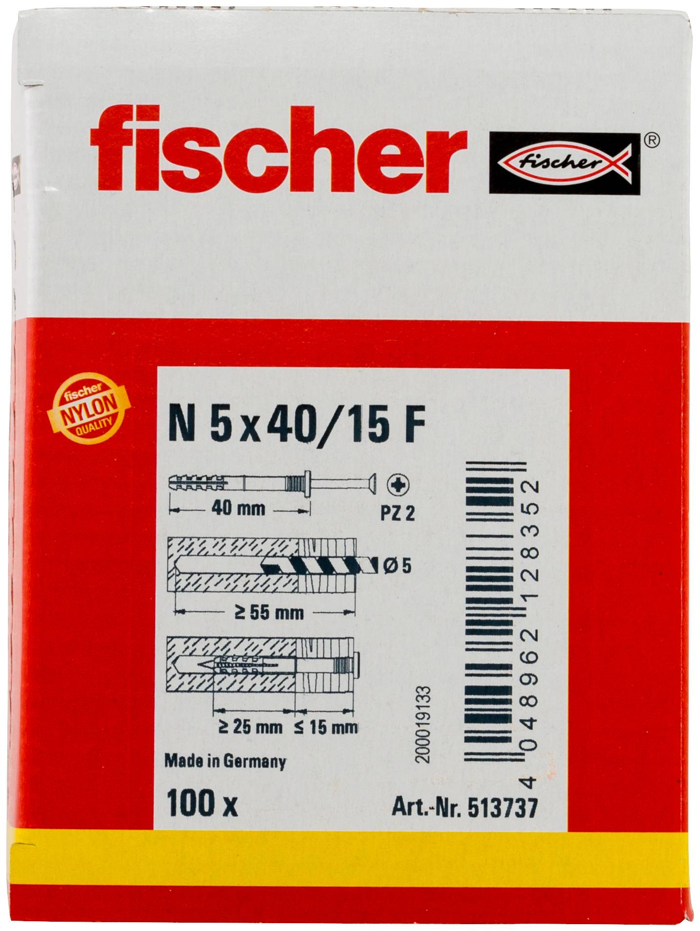 Fischer 513737 Nageldübel 40mm 5mm 100St.