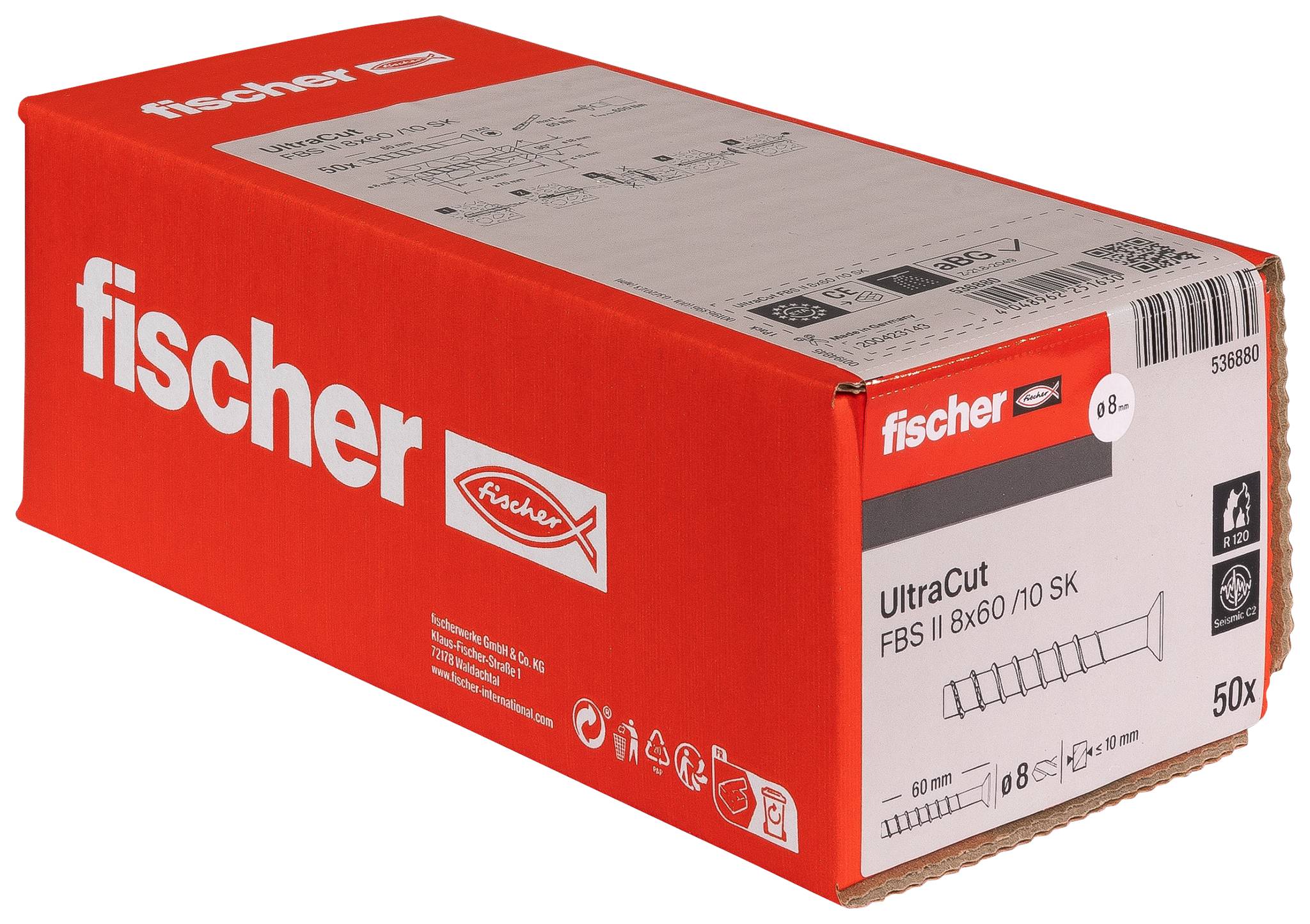 Red Fischer UltraCut FBS II 8x60/10 SK Ankerkästchen, mit der Bezeichnung „50x