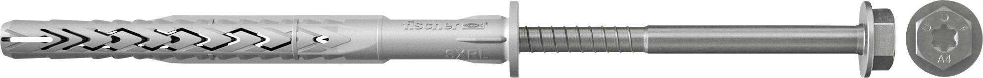 Metallwanddübel mit Schraube und separater Sechskantschraubenkopf-Ansicht, dargestellt als detaillierte Produktabbildung.