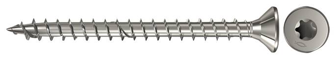 Zwei silberne Schrauben nebeneinander gezeigt, eine in Seitenansicht und eine mit sternförmigem Torx-Kopf.