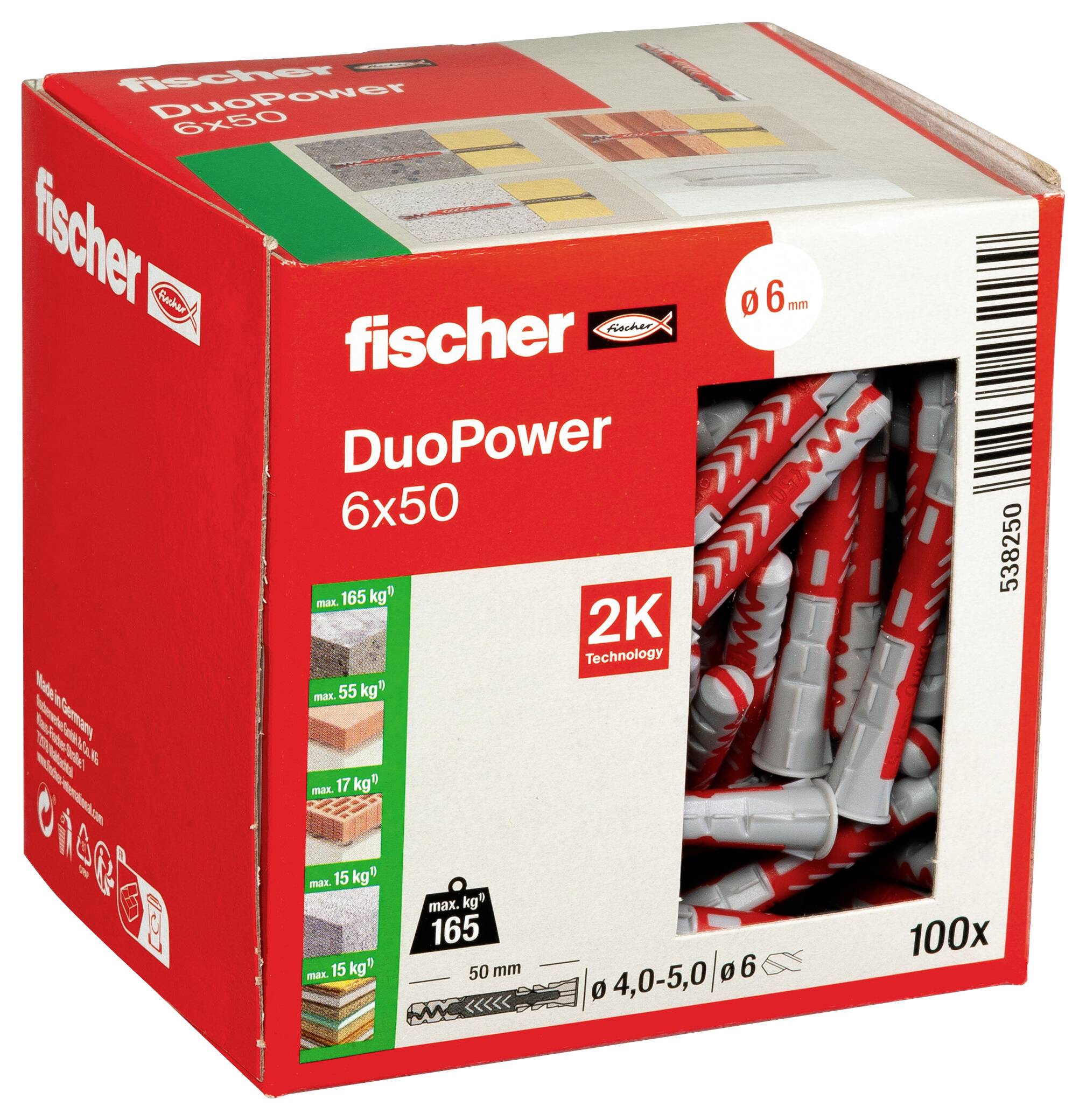 Fischer 538250 DUOPOWER 6x50 LD 2-Komponenten-Dübel 50mm 6mm 100St.