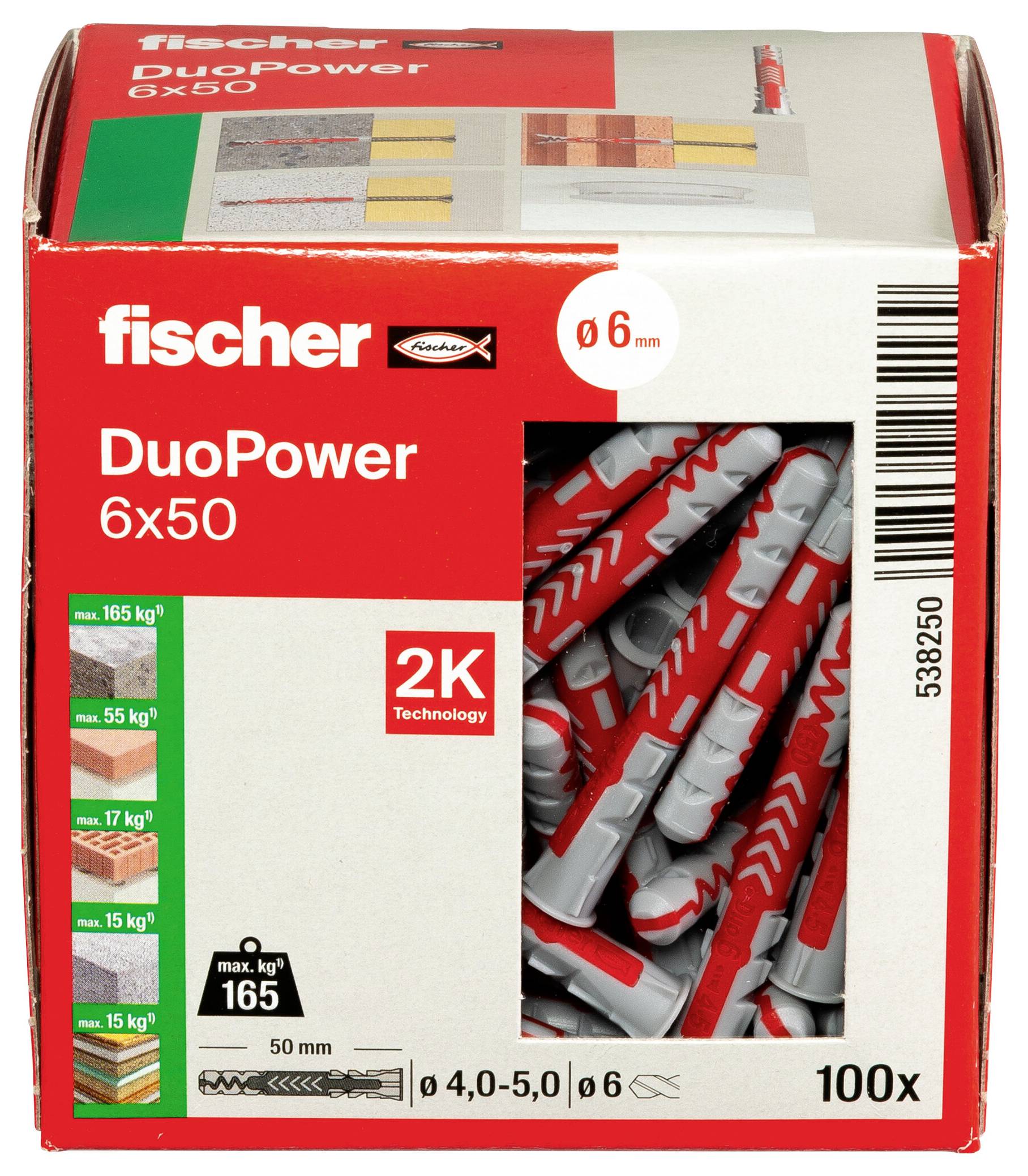 Fischer 538250 DUOPOWER 6x50 LD 2-Komponenten-Dübel 50mm 6mm 100St.