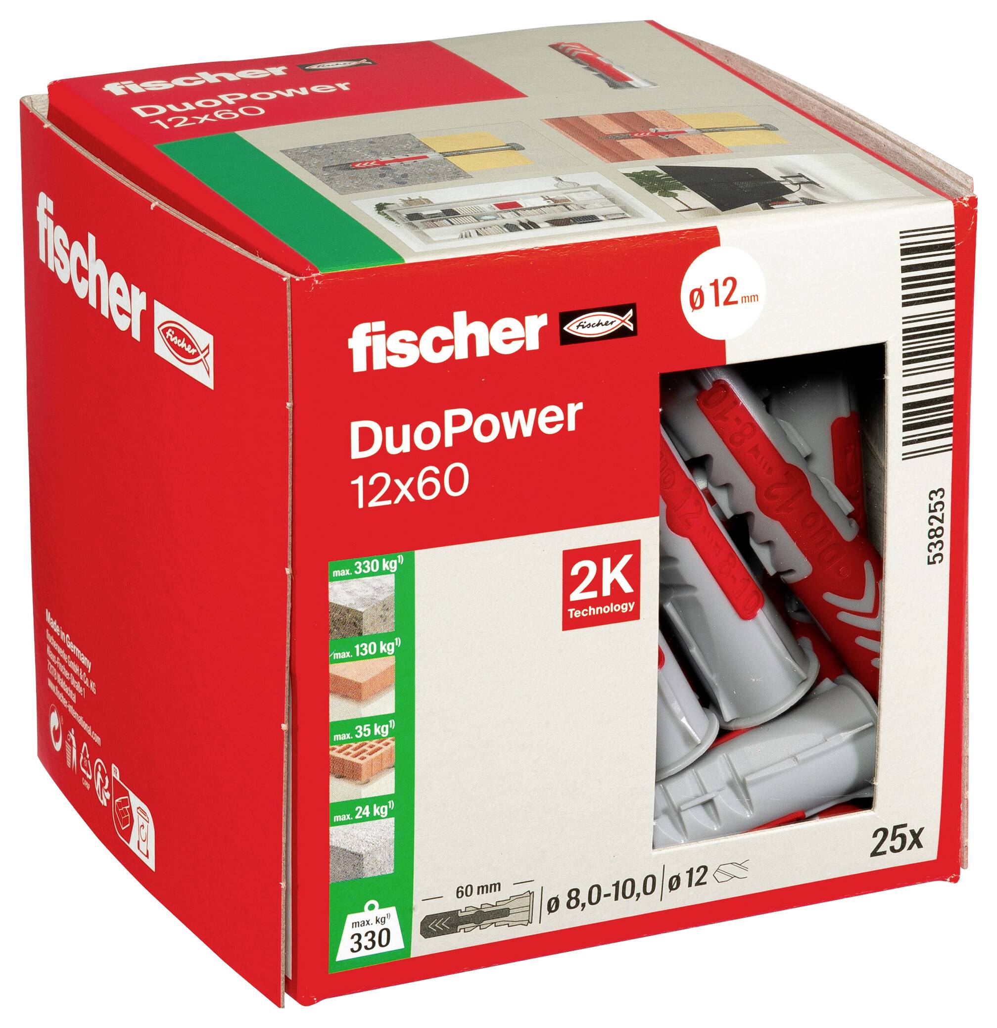 Fischer 538253 DUOPOWER 12x60 LD 2-Komponenten-Dübel 60mm 12mm 25St.