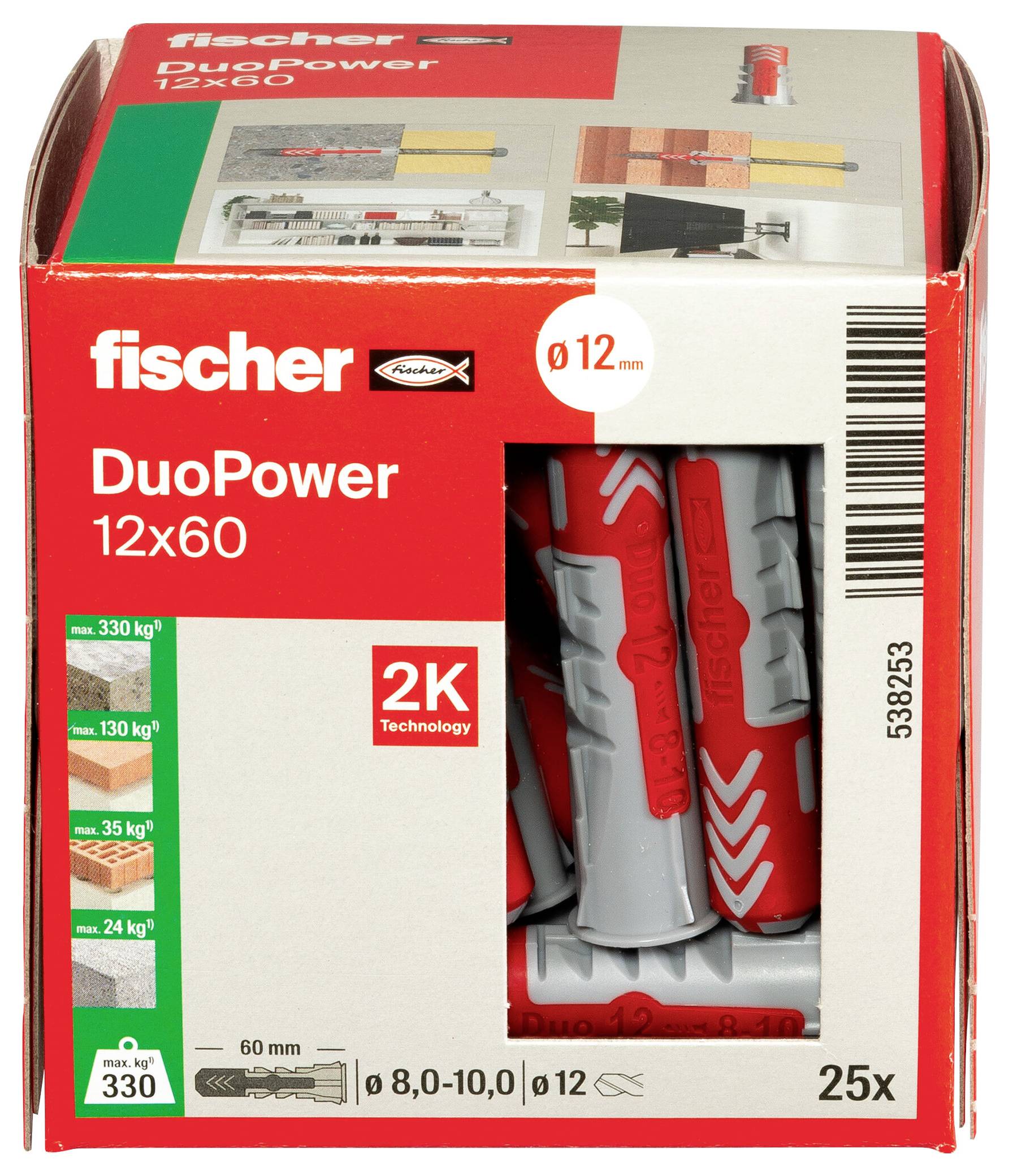 Fischer 538253 DUOPOWER 12x60 LD 2-Komponenten-Dübel 60mm 12mm 25St.