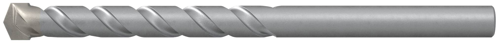 Ein Metallspiral-Bohrmeißel mit Sechskantschaft, horizontal auf weißem Hintergrund dargestellt.