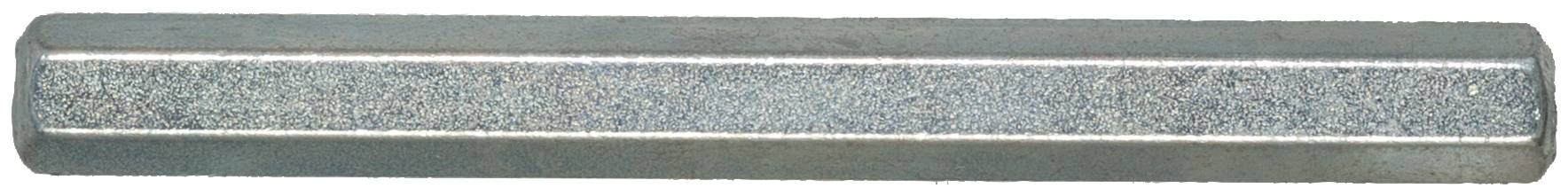 Ein langer, schmaler silberner metallischer Stab mit strukturierter Oberfläche, horizontal auf einem einfachen Hintergrund dargestellt.