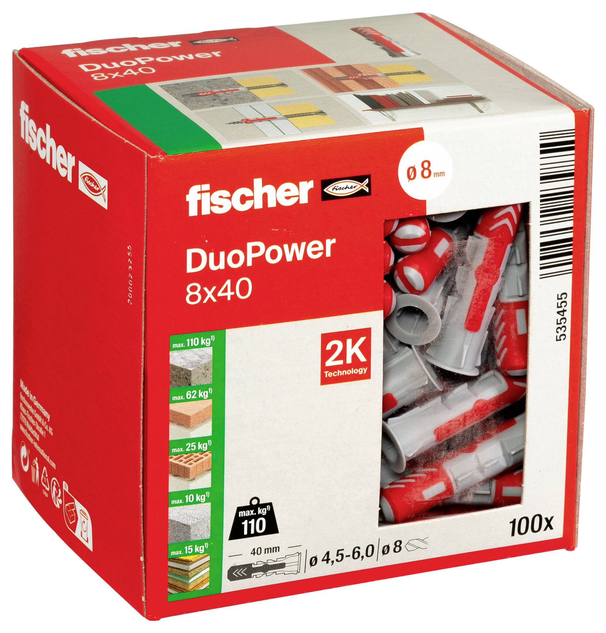 Fischer 535455 DUOPOWER 8x40 LD 2-Komponenten-Dübel 40 mm 8 mm 100 St.